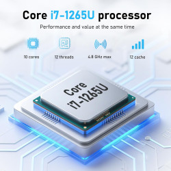 FUNYET Ordinateur Portable à écran Tactile,PC Portable 14,1 Pouces avec Ouverture à 360°,Core i7-1265U (jusqu'à 4,8 GHz),16 Go R