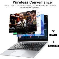 FUNYET Ordinateur Portable à écran Tactile,PC Portable 14,1 Pouces avec Ouverture à 360°,Core i7-1265U (jusqu'à 4,8 GHz),16 Go R