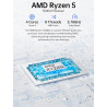 GMKtec Mini PC AMD Ryzen 5 W11 Pro 3500U (Plus performant Que Les 4300U/N150/N100/N95 4C/8T 4,50 GHz), Mini-Ordinateur G10, 16 G