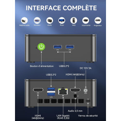 GMKtec Mini PC G3 Pro avec Intel Core i3-10110U (Plus performant Que 4300U/N150/N95), 8 Go RAM DDR4 (Double Canal), SSD PCIe 256