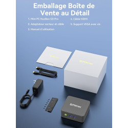 GMKtec Mini PC G3 Pro avec Intel Core i3-10110U (Plus performant Que 4300U/N150/N95), 8 Go RAM DDR4 (Double Canal), SSD PCIe 256