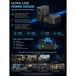 GMKtec Mini PC G3 Pro Faible consommation (10 W) Intel Core i3-10110U (jusqu'à 4,1 GHz, Défaite 3500/4300U), 16Go RAM DDR4 SSD M