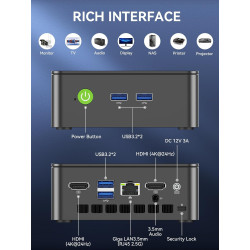 GMKtec Mini PC G3 Pro Faible consommation (10 W) Intel Core i3-10110U (jusqu'à 4,1 GHz, Défaite 3500/4300U), 16Go RAM DDR4 SSD M