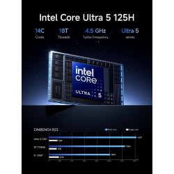 Mini PC MINISFORUM M1 Pro-125H, Intel Core Ultra 5 125H (14 cœurs/18 Threads, jusqu'à 4,5 GHz), 32 Go de RAM DDR5, SSD M.2 PCIe 