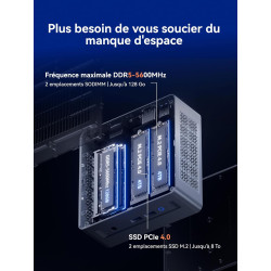 MINIS FORUM X1 Lite-255 Mini PC avec AMD Ryzen 7 255 (8C/16T), AMD Radeon 780M, Wi-FI 6E +2,5 GbE LAN, OCuLink eGPU, Sortie Trip