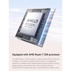 Minis forum ai x1-255 mini pc, ryzen 7 255 (8 cœurs / 16 threads, jusqu’à 4,9 ghz), 16 go ddr5, ssd m.2 512 go, usb4, hdmi/dp 4k