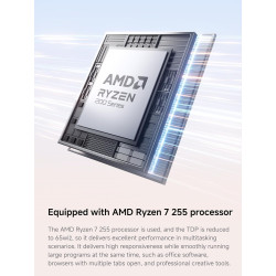 MINIS FORUM AI X1-255 Mini-PC avec AMD Ryzen 7 255 (8 cœurs / 16 Threads, Jusqu’à 4,9 GHz), 32 Go DDR5, SSD M.2 de 1 to, HDMI/DP