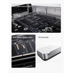 Minisforum mini pc ai x1 pro,amd ryzen ai 9 hx370 (12c/24t, jusqu'à 5,1 ghz) et carte graphique amd radeon 890m, écran 4k quadru