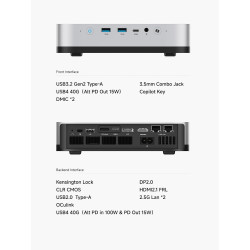 MINIS FORUM AI X1 Pro Mini PC AMD Ryzen AI 9 HX370 (12C/24T Jusqu’à 5,1 GHz), Radeon 890M, 32 Go DDR5, SSD PCIe 4.0 1 to, Quad 4