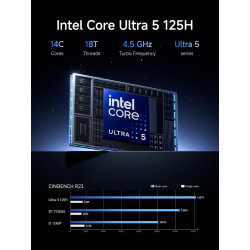 MINIS FORUM M1 Pro-125H Barebone AI Mini PC, Intel Core Ultra 5 125H (14 cœurs/18 Threads, jusqu'à 4,5 GHz), USB 4/Raid/OCuLink/