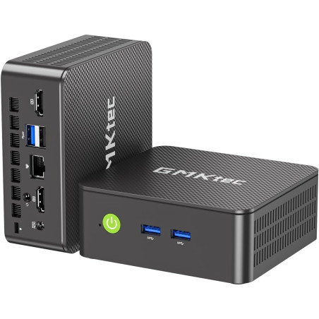 GMKtec Mini PC Intel 12.Gen N95 (Turbo 3,4 GHz), 8 Go de RAM à 2666 MHz + 256 Go M.2 SSD, 3X USB 3.2, Double Sortie HDMI 4K@60Hz