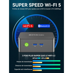 GMKtec Mini PC Intel 12.Gen N95 (Turbo 3,4 GHz), 8 Go de RAM à 2666 MHz + 256 Go M.2 SSD, 3X USB 3.2, Double Sortie HDMI 4K@60Hz
