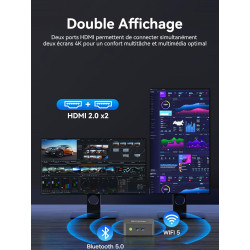 GMKtec Mini PC Intel 12.Gen N95 (Turbo 3,4 GHz), 8 Go de RAM à 2666 MHz + 256 Go M.2 SSD, 3X USB 3.2, Double Sortie HDMI 4K@60Hz