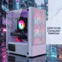 STGsivir Tours PC, Ordinateur de Bureau, Ryzen 5 3400G up to 4.0 GHz, 16Go DDR4 RAM, 512Go SSD, WiFi6, BT 5.0, Ventilateur RGB x