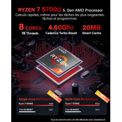 Greed® PC Ultra V2 avec AMD Ryzen 7 5700G - Ordinateur Rapide + Ordinateur de Bureau à Domicile avec 4,6 GHz, 16 Go RAM/mémoire 