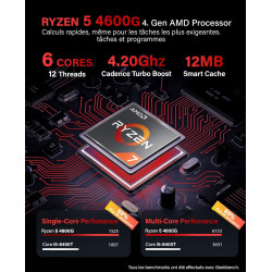 Greed® Basic V2 PC avec AMD Ryzen 5 4600G - Desktop Rapide + Ordinateur de Bureau à Domicile avec 4,2 GHz, 8 Go RAM/RAM - 256 Go