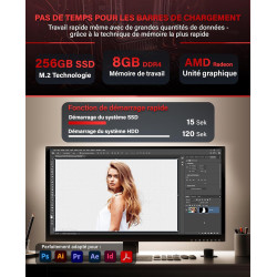 Greed® Basic V2 PC avec AMD Ryzen 5 4600G - Desktop Rapide + Ordinateur de Bureau à Domicile avec 4,2 GHz, 8 Go RAM/RAM - 256 Go