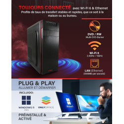 Greed® Basic V2 PC avec AMD Ryzen 5 4600G - Desktop Rapide + Ordinateur de Bureau à Domicile avec 4,2 GHz, 8 Go RAM/RAM - 256 Go