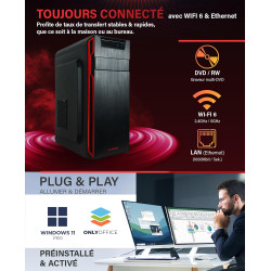 Greed® Multimedia V2 PC avec AMD Ryzen 5 5500GT - Desktop Rapide + Ordinateur de Bureau à Domicile avec 4,4 GHz, 16 Go RAM/mémoi