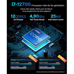 Greed® PC Ultra V2 Intel Core i7 12700 - Ordinateur Rapide + Desktop de Bureau à Domicile avec 4,9 GHz - 16 Go RAM/mémoire - 1 T