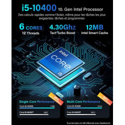 Greed® Basic V2 PC avec Intel Core i5 10400 - Ordinateur Rapide + Ordinateur de Bureau à Domicile avec 4,3 GHz, 8 Go RAM/RAM - 2