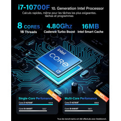 Greed® Multimedia V2 PC avec Intel Core i7 10700F - Desktop Rapide + Ordinateur de Bureau à Domicile avec 4,8 GHz, 16 Go RAM - 5
