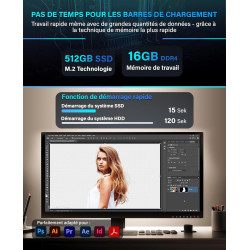 Greed® Multimedia V2 PC avec Intel Core i7 10700F - Desktop Rapide + Ordinateur de Bureau à Domicile avec 4,8 GHz, 16 Go RAM - 5