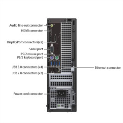 Dell Optiplex 7050 TWR Ordinateur de Bureau Intel Core i7 6th, RAM 16 Go, SSD 256 Go, WiFi USB, HDMI + DisplayPort, Windows 11 P