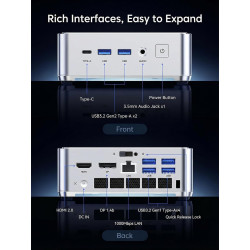 NiPoGi Hyper H2 Mini PC Ιntel Core i5-14450HX(Mieux Que i7-12650H/1185G7, 10C/16T, jusqu'à 4,80 GHz), 16 Go DDR4 512 Go M.2 NVMe