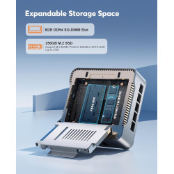 NiPoGi Essenx E2 Mini PC, Ιntel Alder Lake-Ν97(jusqu'à 3,6 GHz), 8 Go DDR4 256 Go M.2 SSD Mini Ordinateur de Bureau pour école/B