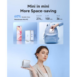 NiPoGi Essenx E2 Mini PC, Ιntel Alder Lake-Ν97(jusqu'à 3,6 GHz), 8 Go DDR4 256 Go M.2 SSD Mini Ordinateur de Bureau pour école/B