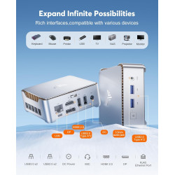 NiPoGi Essenx E2 Mini PC, Ιntel Alder Lake-Ν97(jusqu'à 3,6 GHz), 8 Go DDR4 256 Go M.2 SSD Mini Ordinateur de Bureau pour école/B