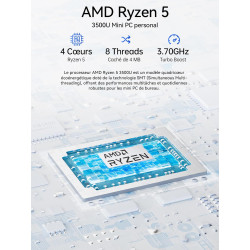 GMKtec Mini PC Ryzen 5 3500U (Surpasse 4300U/N150/N95), 16 Go RAM 256 Go SSD M.2, Mini Ordinateur de Bureau avec LAN 2,5G, Tripl