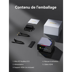 Mini PC Gaming AMD Ryzen 7 H 255 (upgrade 8745HS, jusqu’à 4,9 GHz), Mini PC barebone (NO DDR NO SSD) compatible DDR5, PCIe 4.0 x
