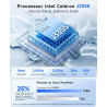BMAX B1Plus Mini PC Win 11, Intel Celeron J3355(jusqu'à 2,5 GHz) 6 Go LPDDR3 RAM 128 Go eMMC SSD, Mini Ordinateur de Bureau Doub
