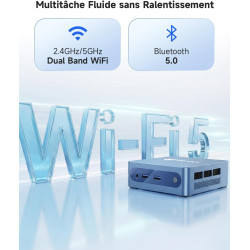 BMAX B1Plus Mini PC Win 11, Intel Celeron J3355(jusqu'à 2,5 GHz) 6 Go LPDDR3 RAM 128 Go eMMC SSD, Mini Ordinateur de Bureau Doub
