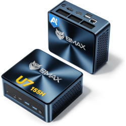 BMAX B11Power AI Mini PC, Win 11 Pro, Intel Core Ultra 7 155H (jusqu'à 4,8GHz), Arc Graphics, 24Go LPDDR5 1To SSD, Mini Ordinate