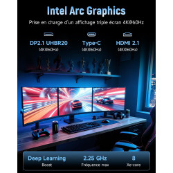 BMAX B11Power AI Mini PC, Win 11 Pro, Intel Core Ultra 7 155H (jusqu'à 4,8GHz), Arc Graphics, 24Go LPDDR5 1To SSD, Mini Ordinate