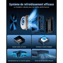 BMAX B11Power AI Mini PC, Win 11 Pro, Intel Core Ultra 7 155H (jusqu'à 4,8GHz), Arc Graphics, 24Go LPDDR5 1To SSD, Mini Ordinate