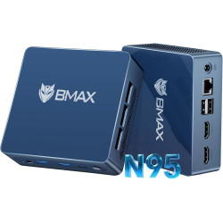 BMAX B4Plus Mini PC W-11 Pro, Intel Alder Lake-N95(jusqu'à 3,4 GHz), 12Go LPDDR5 512Go SSD Mini Ordinateur de Bureau, Double WiF