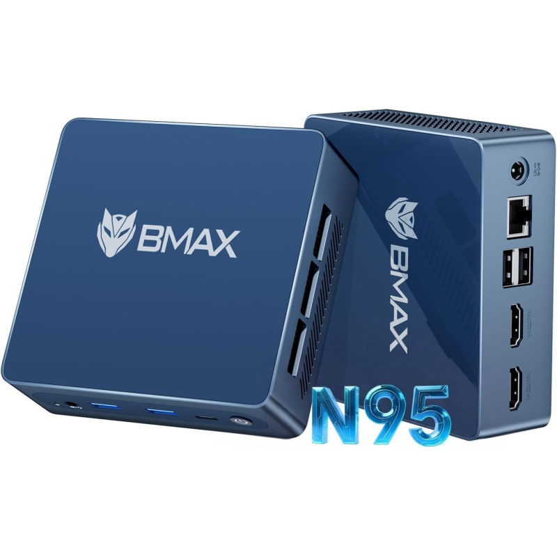 BMAX B4Plus Mini PC W-11 Pro, Intel Alder Lake-N95(jusqu'à 3,4 GHz), 12Go LPDDR5 512Go SSD Mini Ordinateur de Bureau, Double WiF