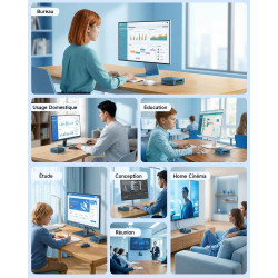 BMAX B4Plus Mini PC W-11 Pro, Intel Alder Lake-N95(jusqu'à 3,4 GHz), 12Go LPDDR5 512Go SSD Mini Ordinateur de Bureau, Double WiF