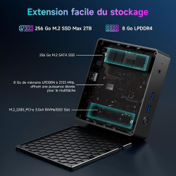 BMAX B3Pro Mini PC, Intel Celeron N4500 (jusqu'à 2,8 GHz), 8 Go RAM DDR4 + 256 Go M.2 SATA/NVMe SSD, Win-11Pro, Micro Ordinateur
