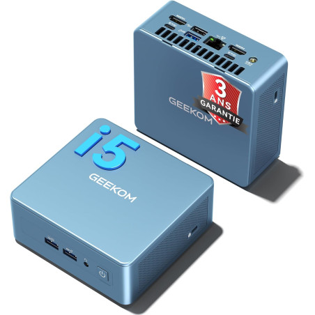 GEEKOM IT12 Mini PC avec Intel i5-12450H, 16Go DDR4 RAM(Évolutif) SSD 512Go(jusqu’à 4To), 2 caloducs cuivre, 2*USB4, Lecteur SD,