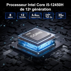 GEEKOM IT12 Mini PC avec Intel i5-12450H, 16Go DDR4 RAM(Évolutif) SSD 512Go(jusqu’à 4To), 2 caloducs cuivre, 2*USB4, Lecteur SD,