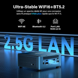 GEEKOM IT12 Mini PC avec Intel i5-12450H, 16Go DDR4 RAM(Évolutif) SSD 512Go(jusqu’à 4To), 2 caloducs cuivre, 2*USB4, Lecteur SD,