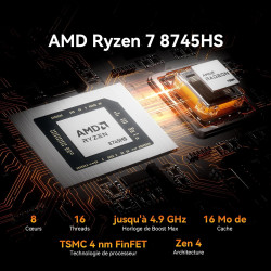 GEEKOM A8 Max Mini PC avec AMD Ryzen 7 8745HS, Double LAN 2,5 Gbps, 16 Go DDR5 + 1 to SSD NVMe M.2, Windows 11 Pro | 8 Ports USB