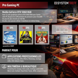 SYSTEMTREFF PC Gamer AMD Ryzen 7 5700X 8x4.6GHz | Nvidia RTX 5060 8Go DX12 | 1To M.2 NVMe | 32Go DDR4 RAM | Windows 11 | Ordinat