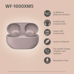 Sony wf-1000xm5 -écouteurs sans fil à réduction de bruit, bleutooth, écouteurs intra-auriculaires avec micro, 24h d'autonomie, c