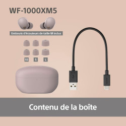 Sony wf-1000xm5 -écouteurs sans fil à réduction de bruit, bleutooth, écouteurs intra-auriculaires avec micro, 24h d'autonomie, c